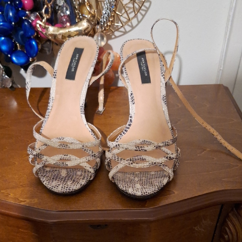 Ann Taylor Strappy Snakeskin Heels